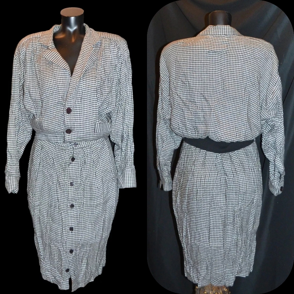 City by Julio & Paula Vintage 80s Hounds tooth Jacket & Skirt Set sz M/L